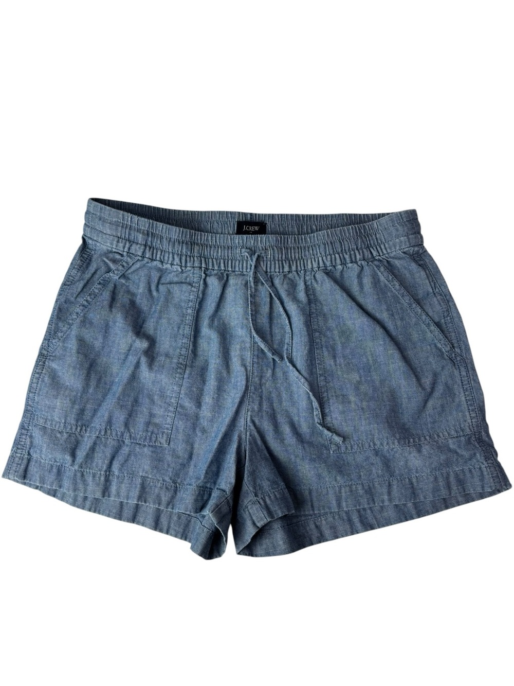 J Crew blue chambray pull-on drawstring shorts size XS 100% cotton lightweight